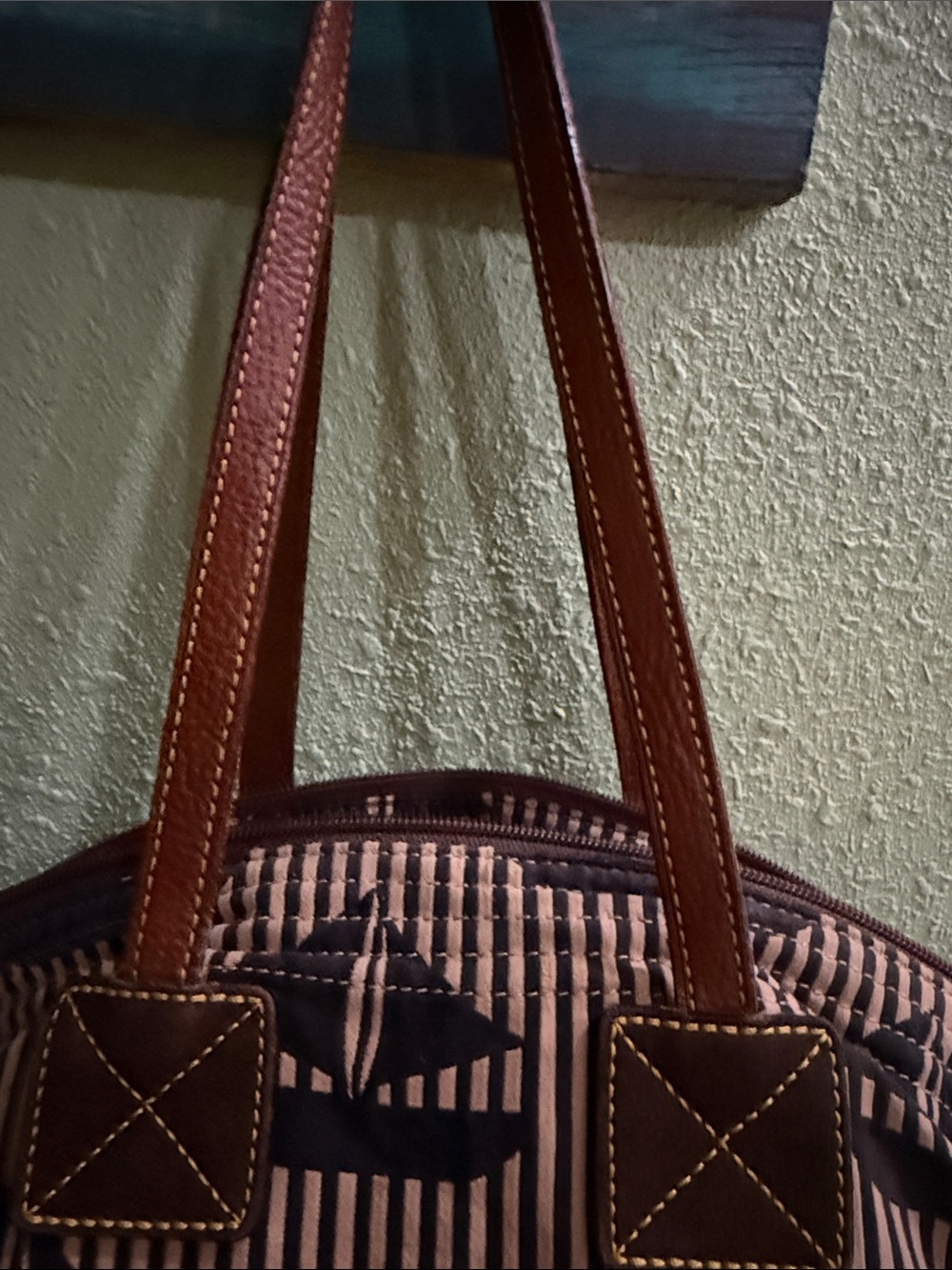 Dooney & Bourke Sailboat Print on Black Stripe Shoulder Bag - Picture 3 of 15